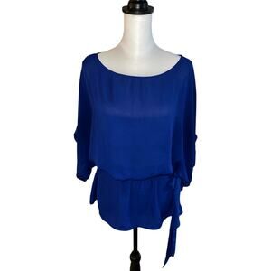 New York and Company Women's Blue Short Sleeve Top Medium